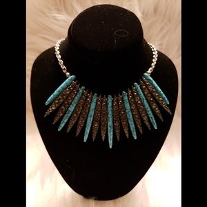 Turquoise stone and black necklace
